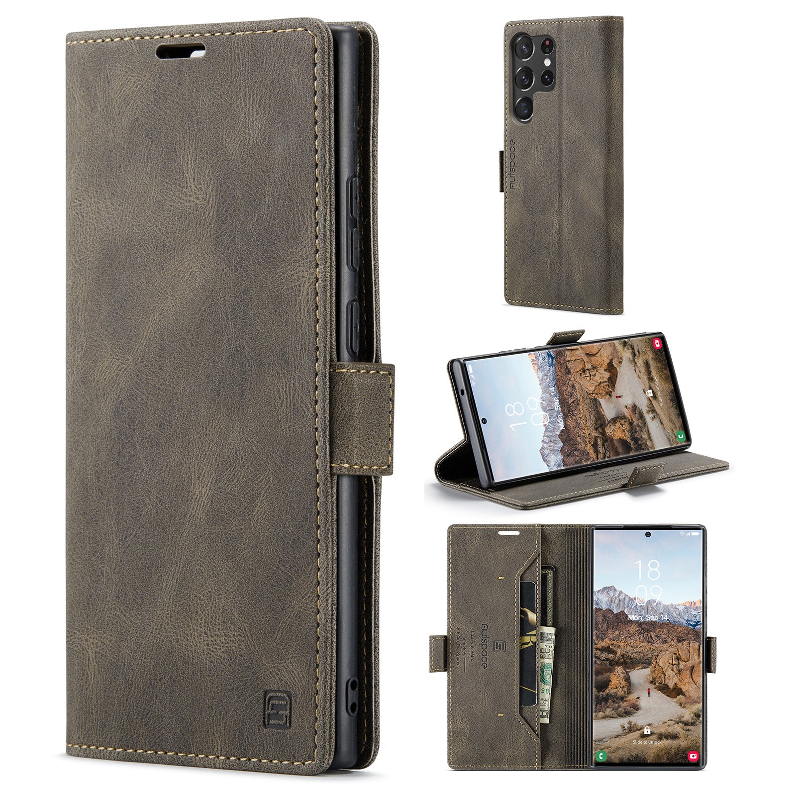 AUTSPACE A01 Series for Samsung Galaxy S23 Ultra RFID Blocking Phone Case Flip Leather Stand Wallet Full Protection Retro Texture Matte Phone Cover AUTSPACE A01 Series for Samsung Galaxy S23 Ultra RFID Blocking Phone Case Flip Leather Stand Wallet Full Protection Retro Texture Matte Phone Cover